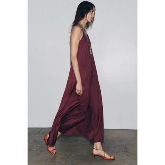 ZARA ZW COLLECTION LONG SATIN DRESS - Picture 6 of 14